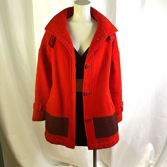 SHARDIK FLEECE RAINMASTER 100% WOOL COAT INUIT RED COAT VINTAGE WOVEN COAT SMALL - Picture 9 of 13